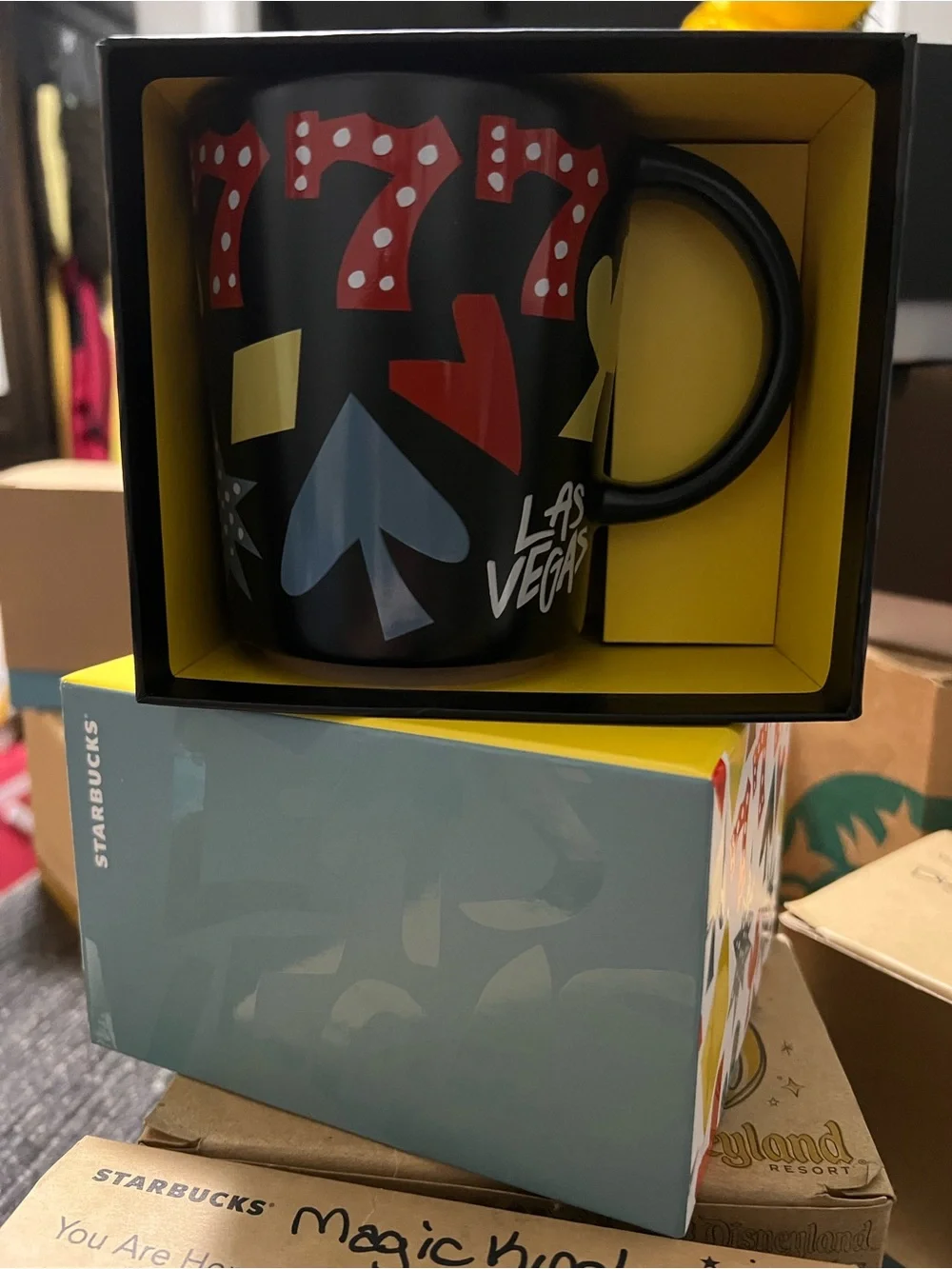 Starbucks Las Vegas Black Mug , Playing Card Icons, 777 , 12 Oz , ceramic